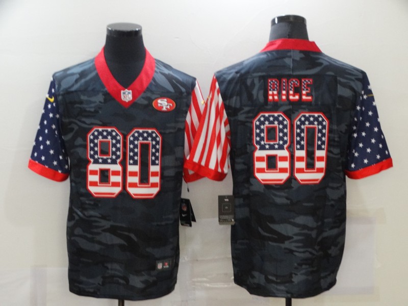 Men's San Francisco 49ers Jerry Rice #80 Gray Camouflage Jersey